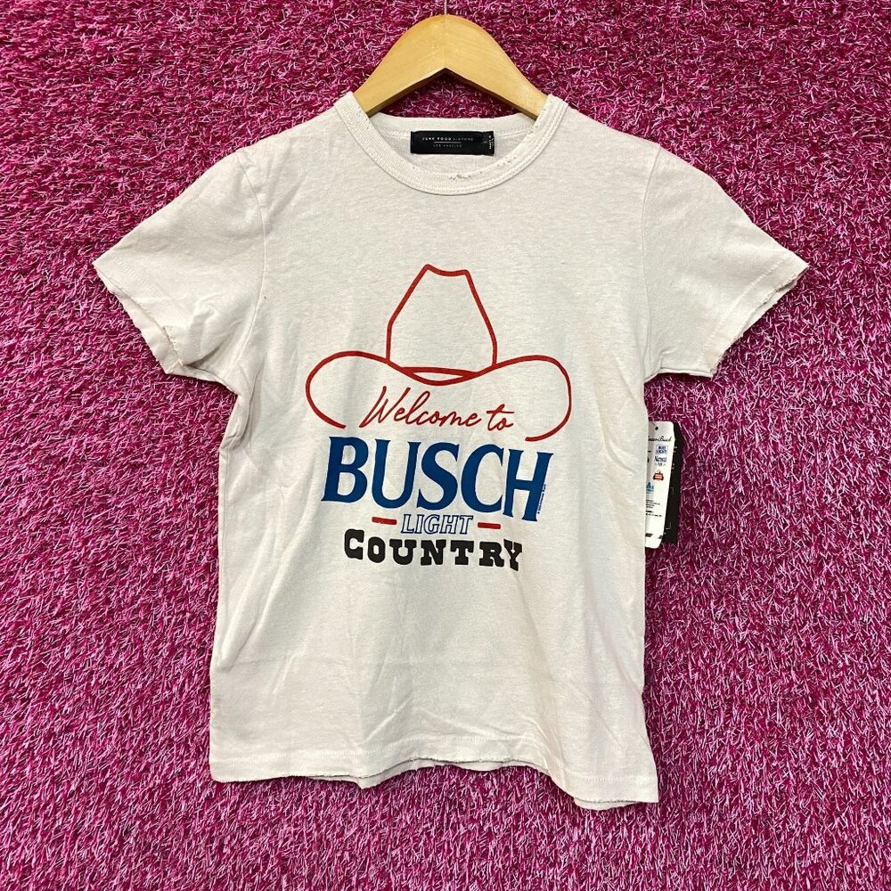 Welcome to Busch Light Country Cowboy Hat White T-Shirt Small